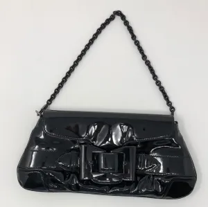 Vintage: Gucci Black Patent Leather Clutch with Bow and Shoulder Strap
