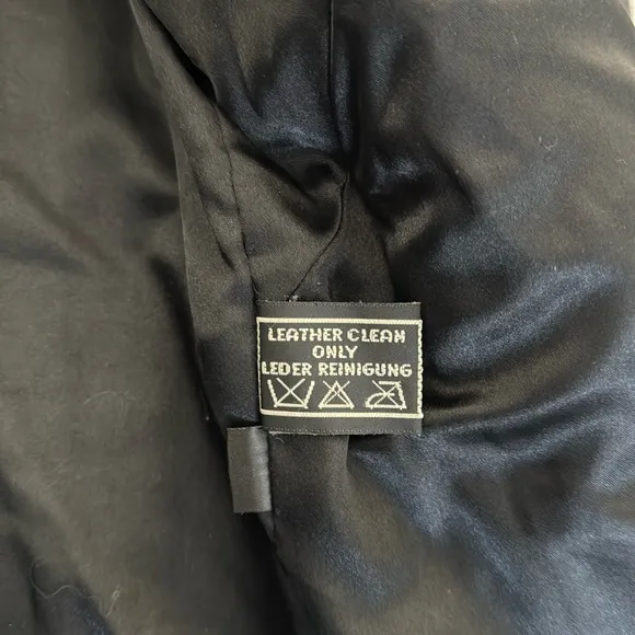 VTG black Leather Coat jacket zip up collared vintage 100% genuine fully lined