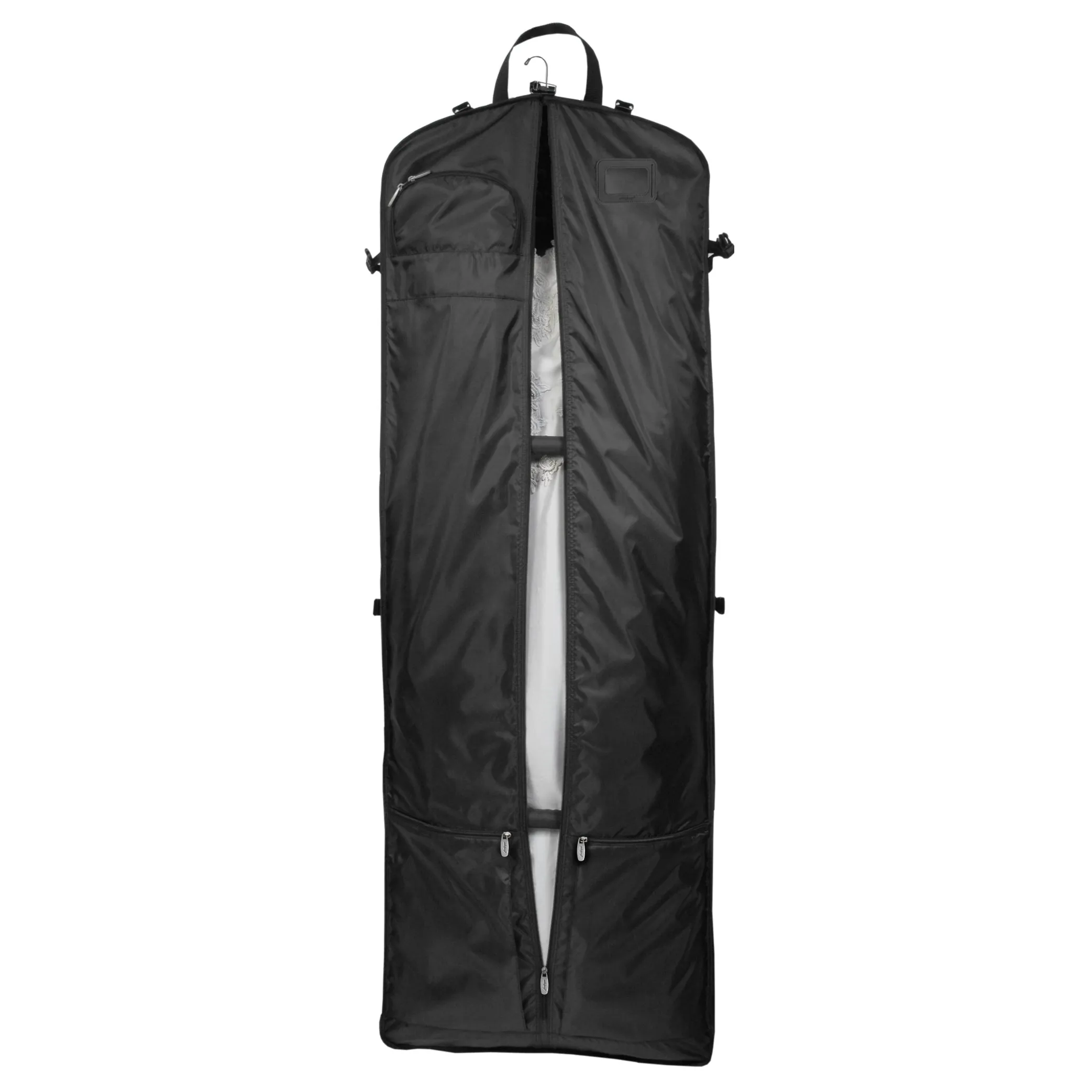 WallyBags 66 Premium Tri-Fold Carry On Destination Wedding Gown Travel Bag with multiple pockets and shoulder strap U3