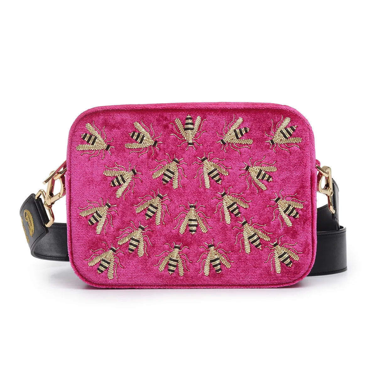 WASP EMBROIDERED VELVET CROSSBODY BAG