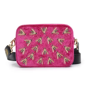WASP EMBROIDERED VELVET CROSSBODY BAG