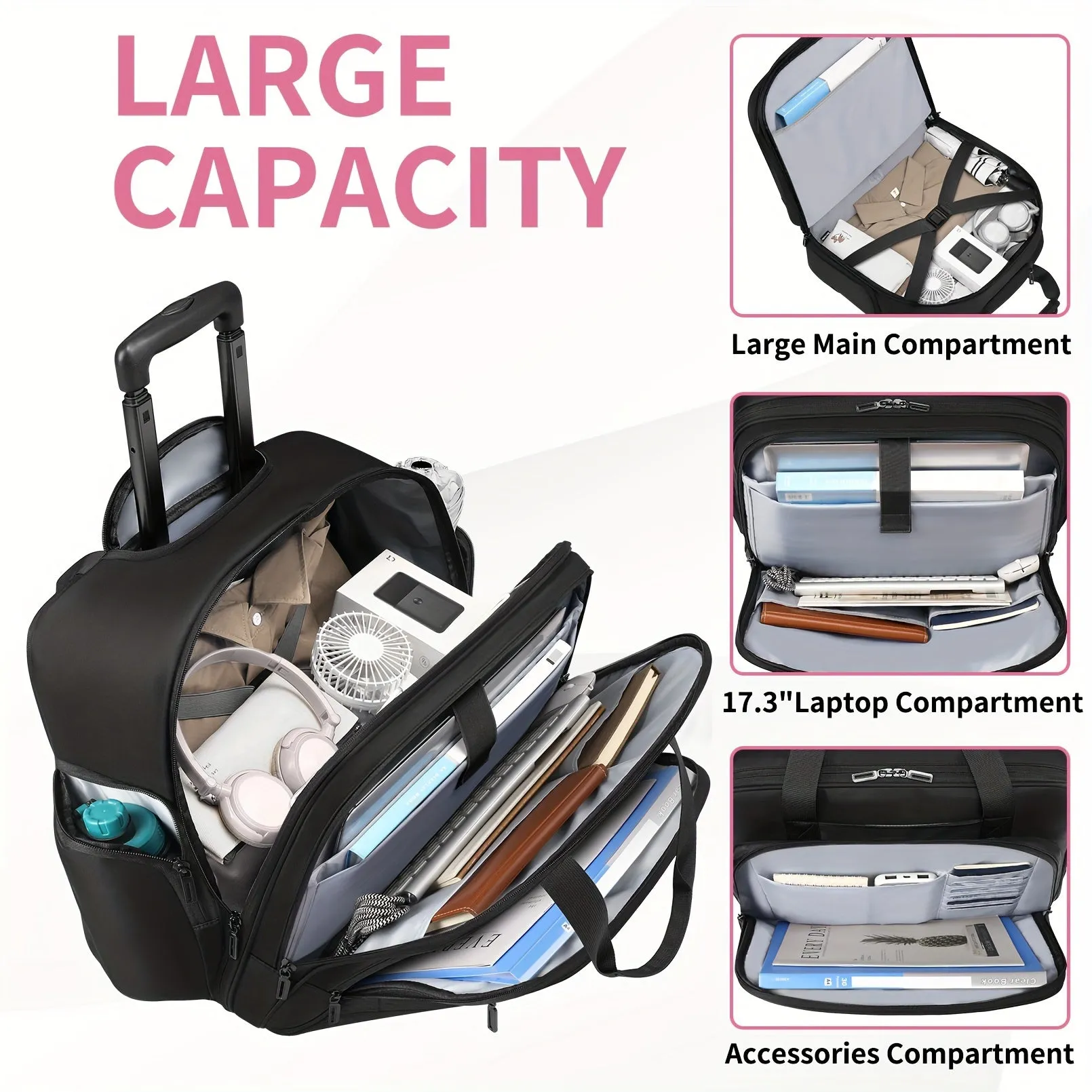 Waterproof Rolling Laptop Bag 43 94 Cm for Men & Women