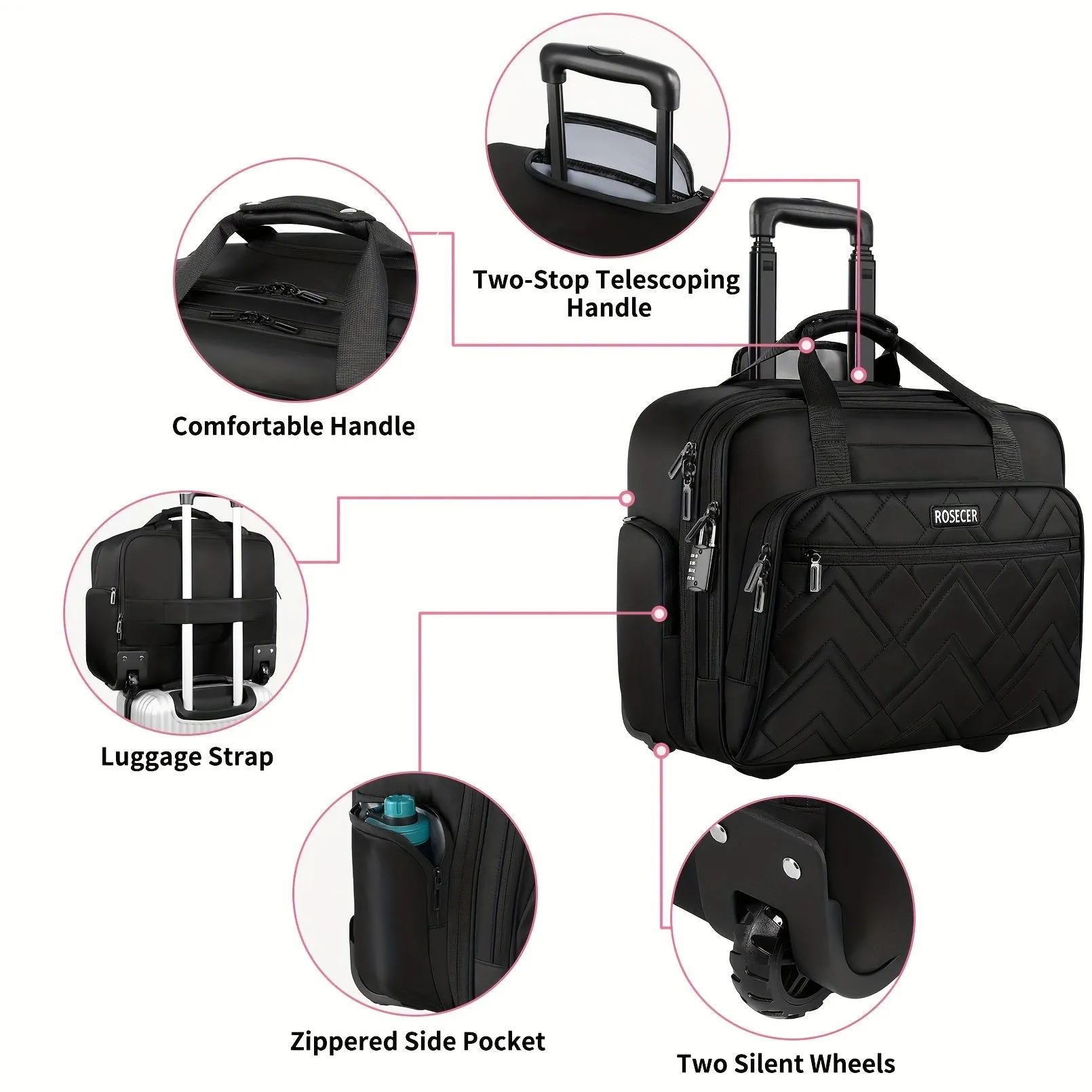Waterproof Rolling Laptop Bag 43 94 Cm for Men & Women