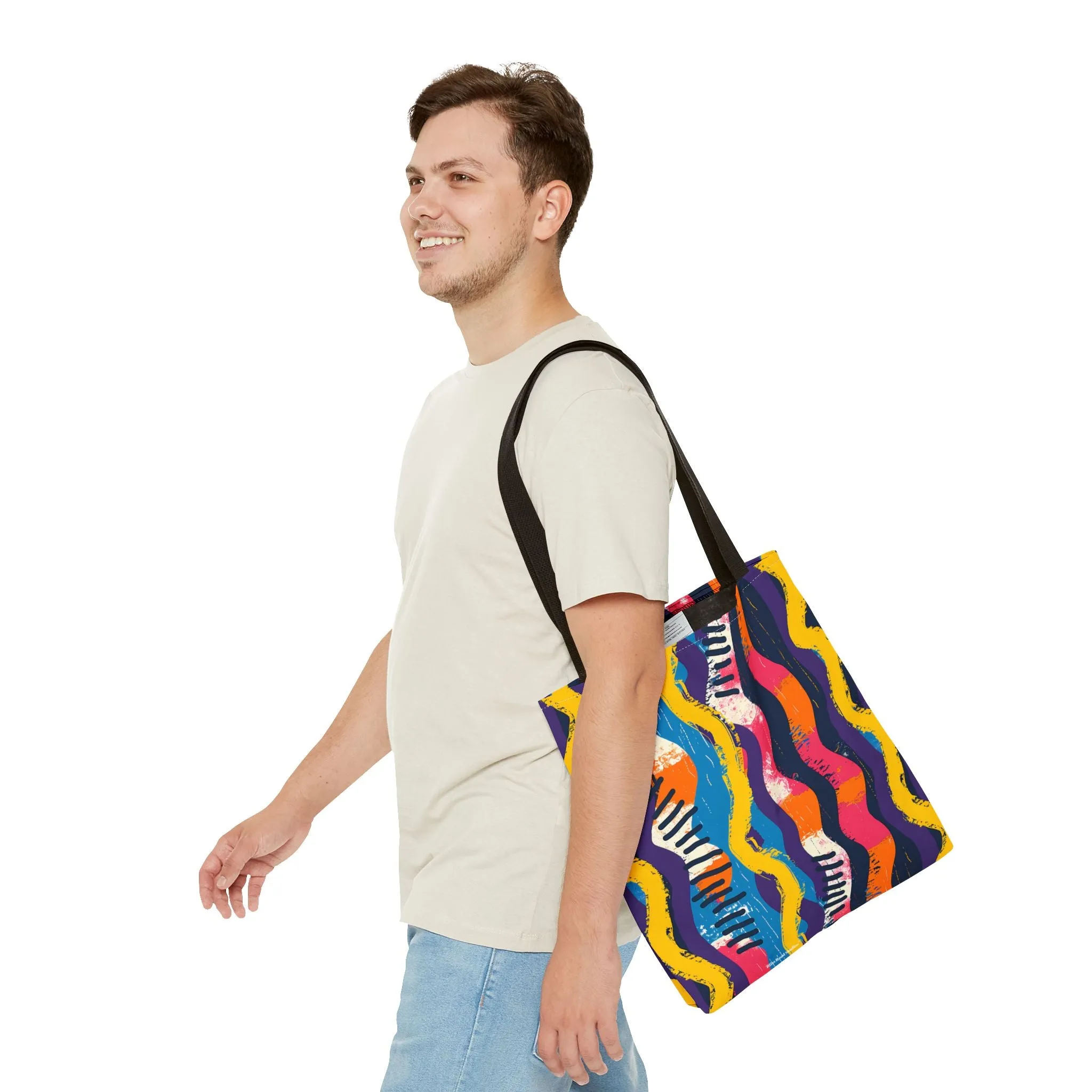 Waveform Vibes Tote Bag - Ride the Waves of Modern Art Everywhere You Go! Available in 3 sizes.