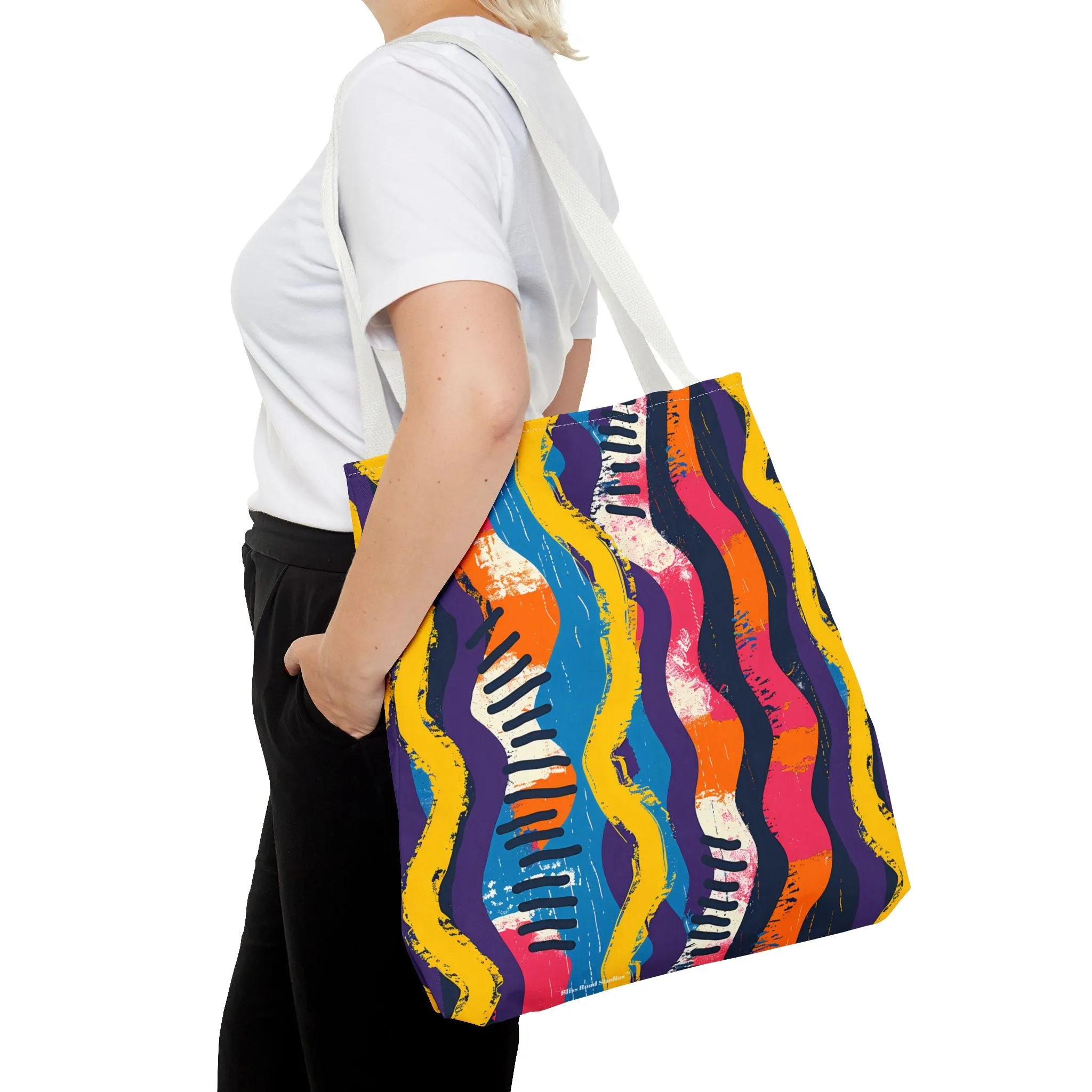 Waveform Vibes Tote Bag - Ride the Waves of Modern Art Everywhere You Go! Available in 3 sizes.