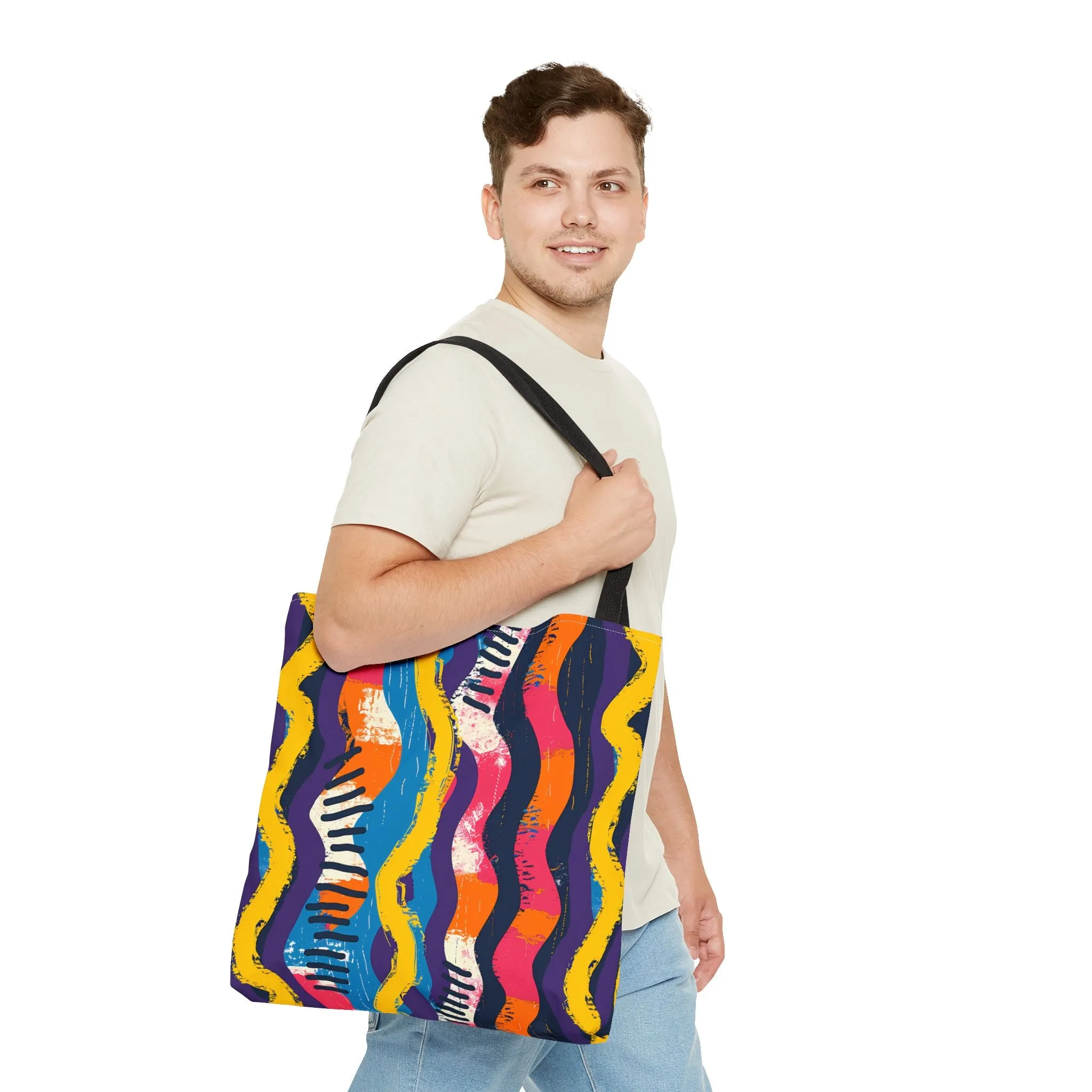 Waveform Vibes Tote Bag - Ride the Waves of Modern Art Everywhere You Go! Available in 3 sizes.