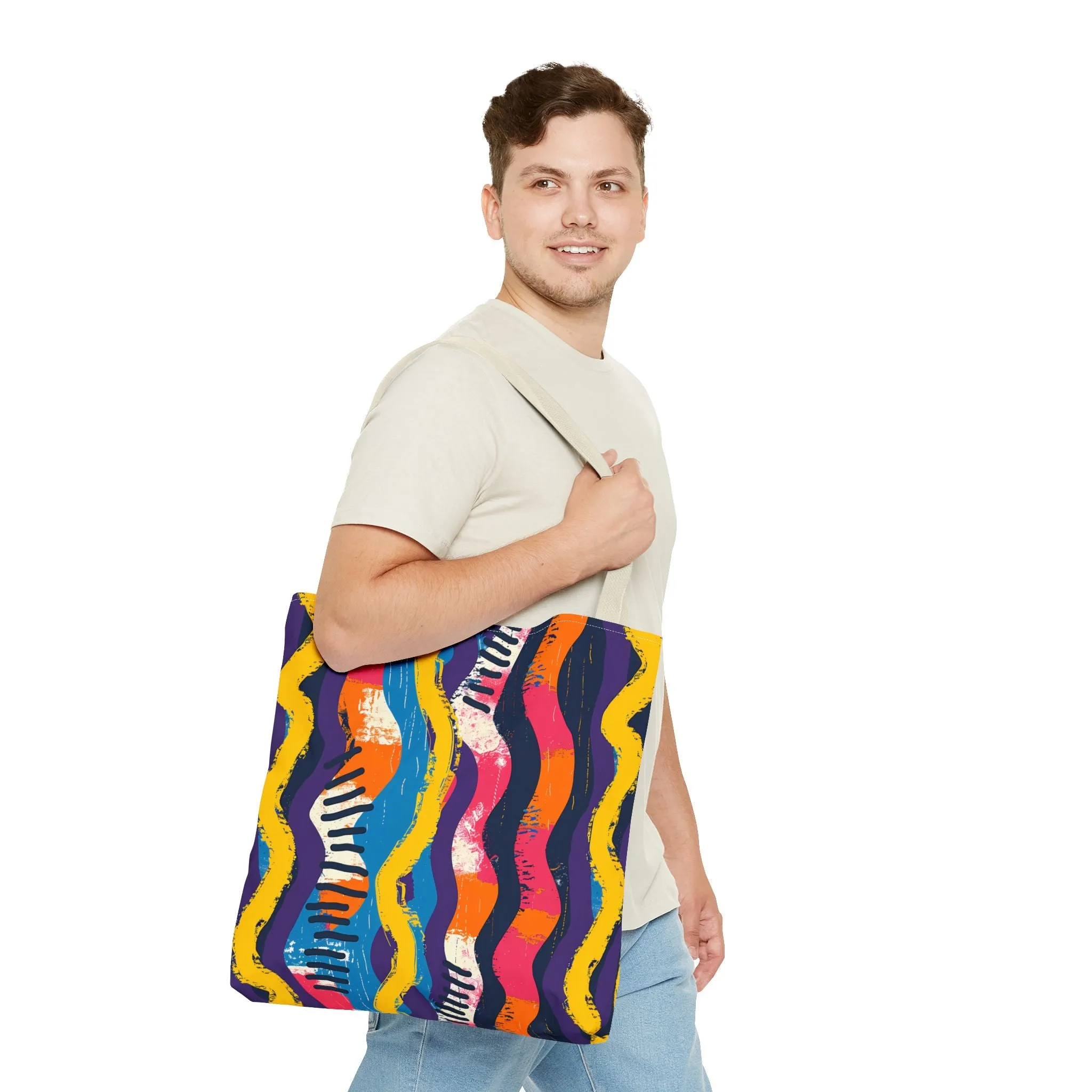Waveform Vibes Tote Bag - Ride the Waves of Modern Art Everywhere You Go! Available in 3 sizes.