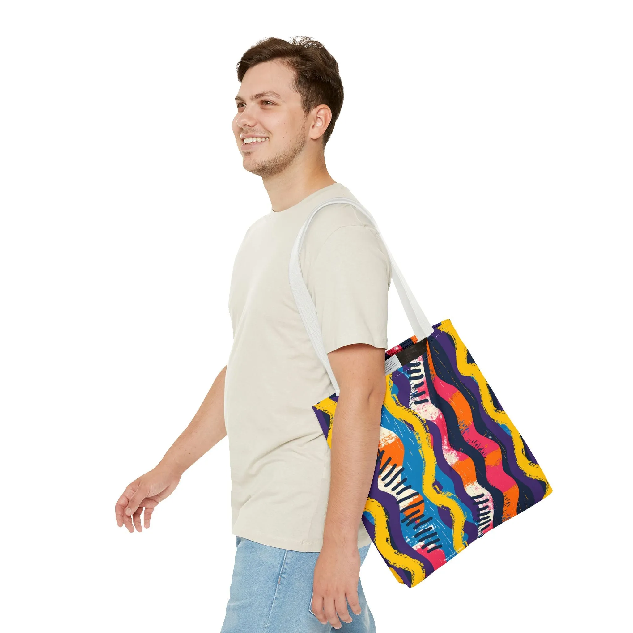 Waveform Vibes Tote Bag - Ride the Waves of Modern Art Everywhere You Go! Available in 3 sizes.