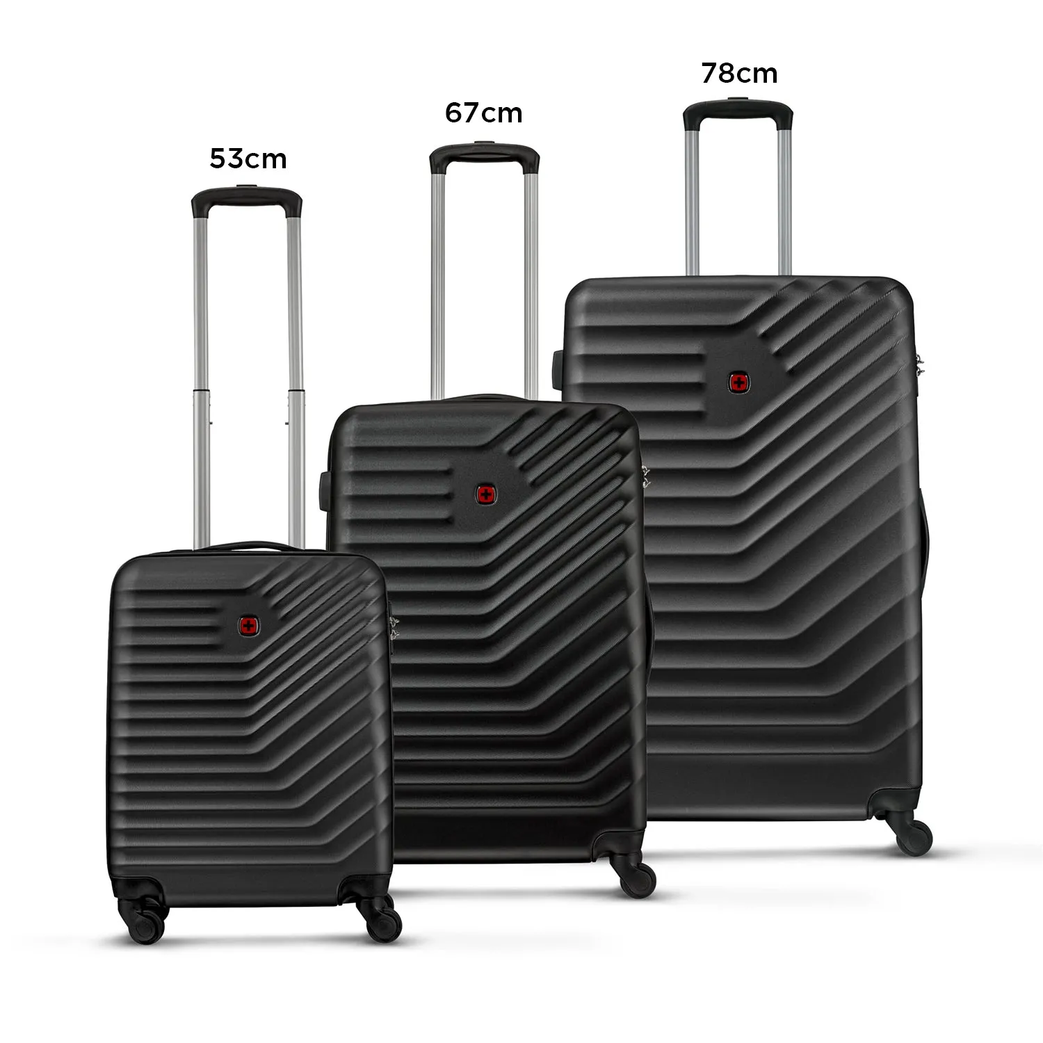 Wenger Trayn 53 67 78cm Hardcase Luggage Trolley  Set Of 3- Black