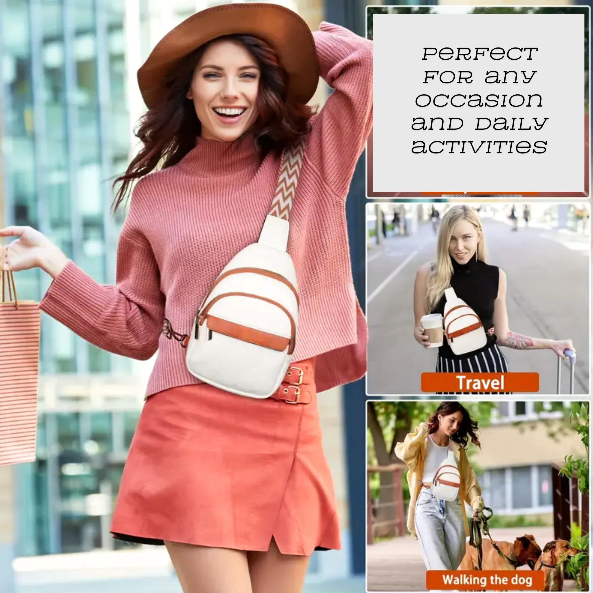 White Patterned Crossbody Bag