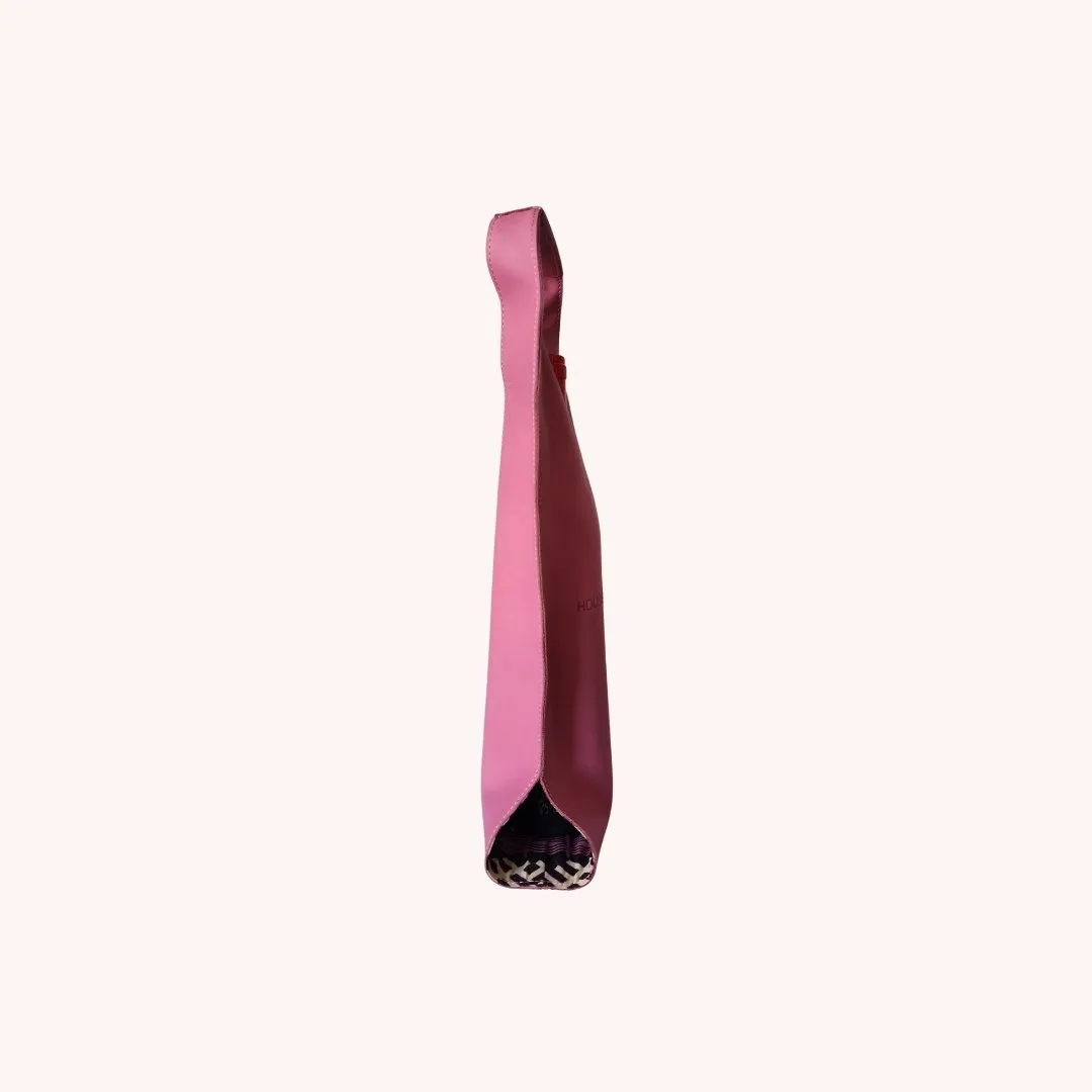 Wine/Champagne Carrier - Pink Leather Exterior