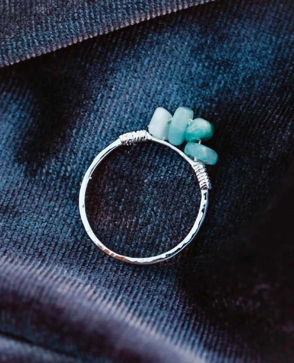 Wire Wrapped Gemstone Ring Silver