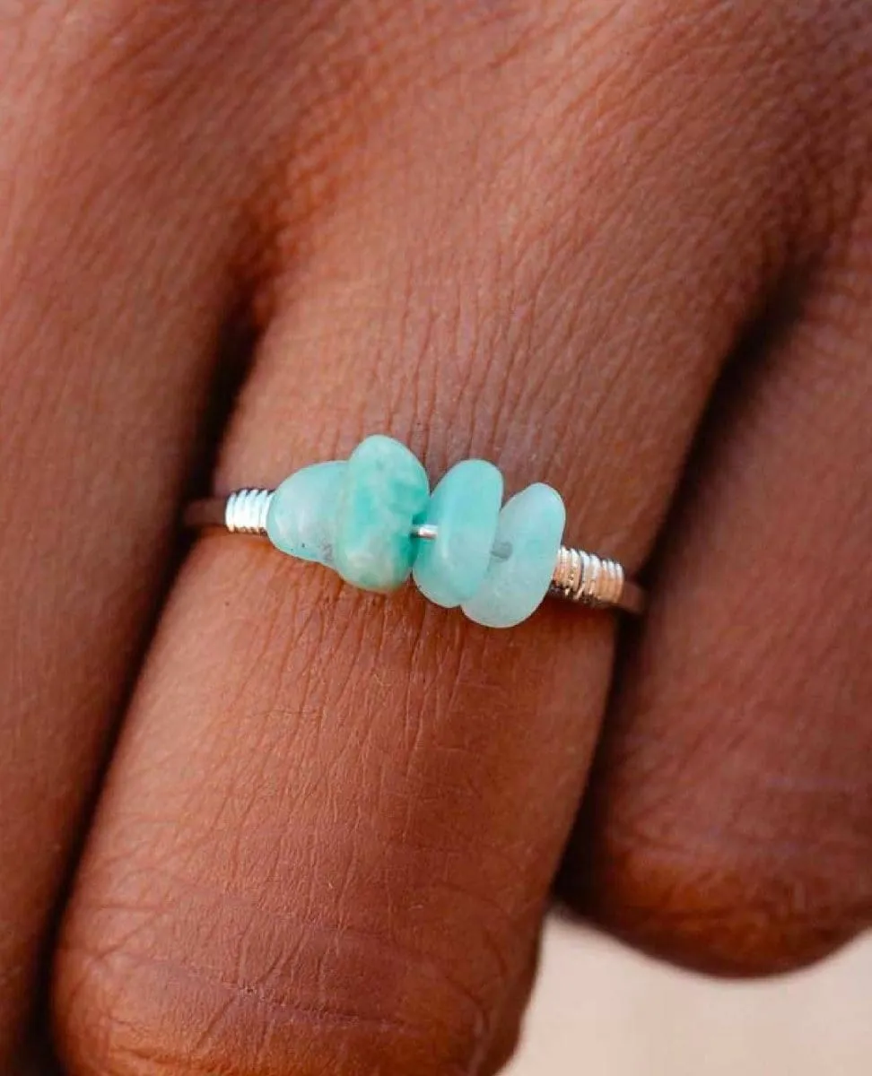 Wire Wrapped Gemstone Ring Silver