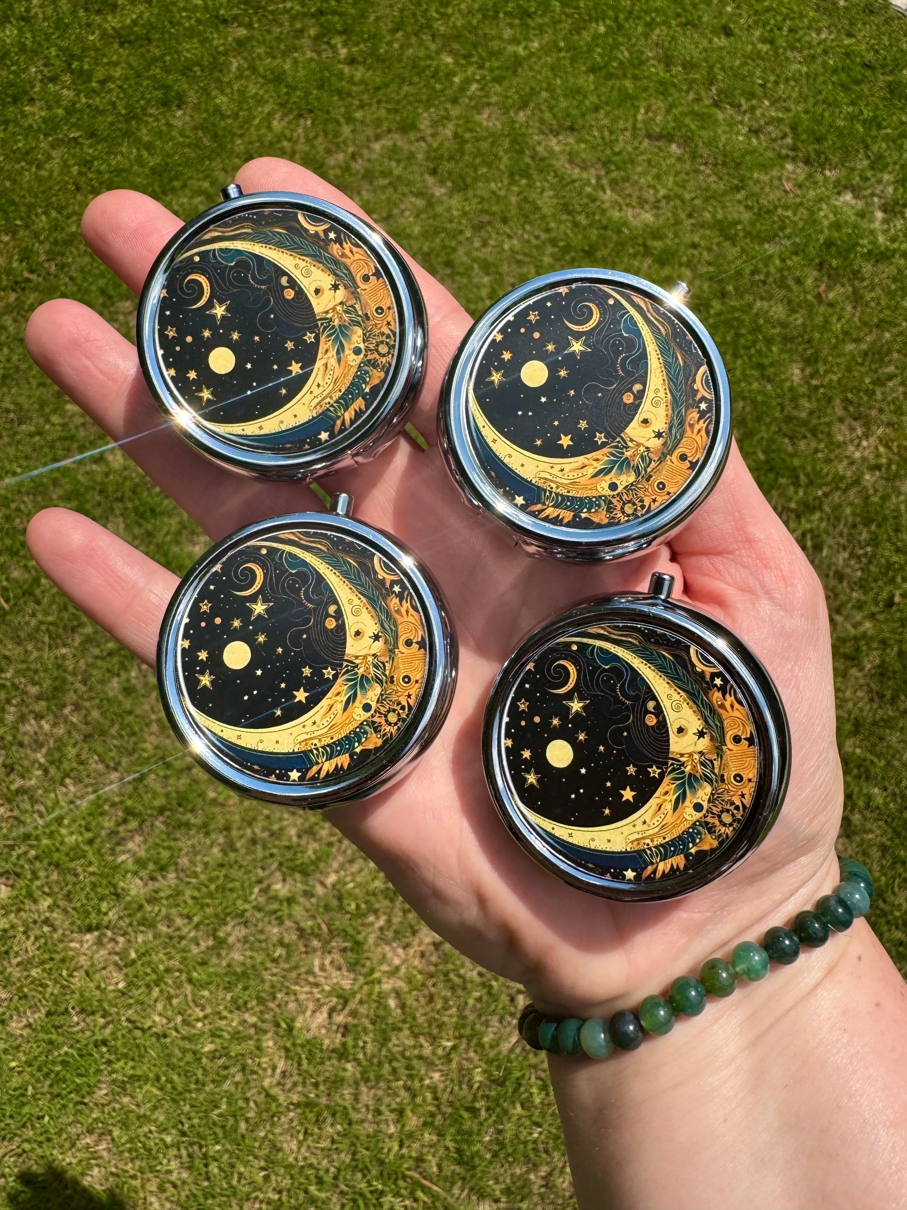 Witchy Pill Boxes Moon Theme Free Gift Wrap