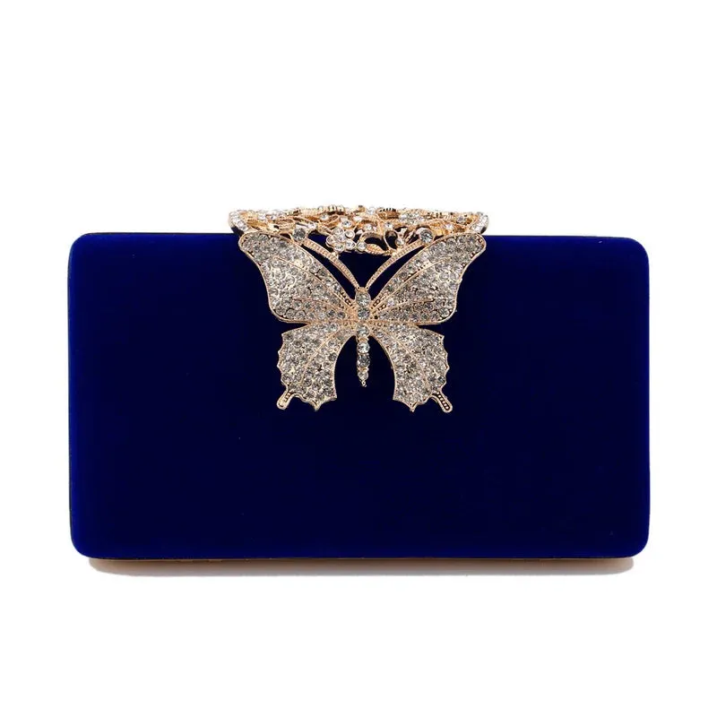 Women Evening Bags Butterfly Golden Day Clutch Rhinestones Shoulder Chain Party Holdr Handbags For Fashion Lady Purse