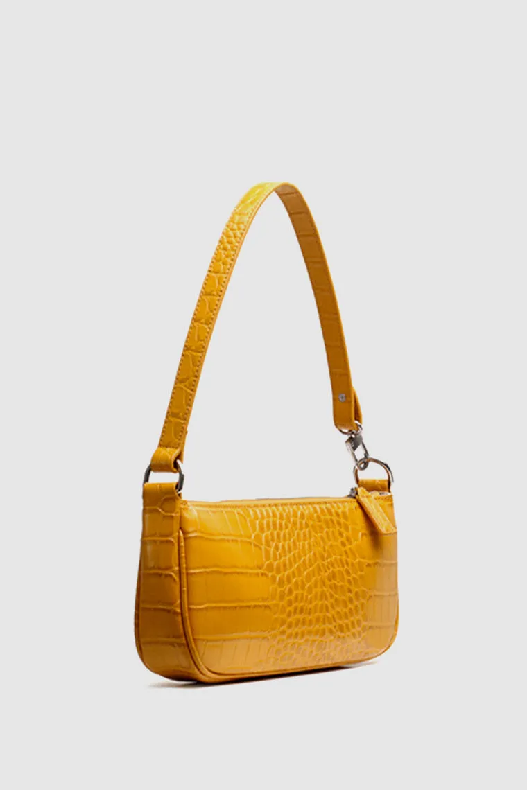 Women's Croc Effect Shoulder Bag 90s Baguette Handbag