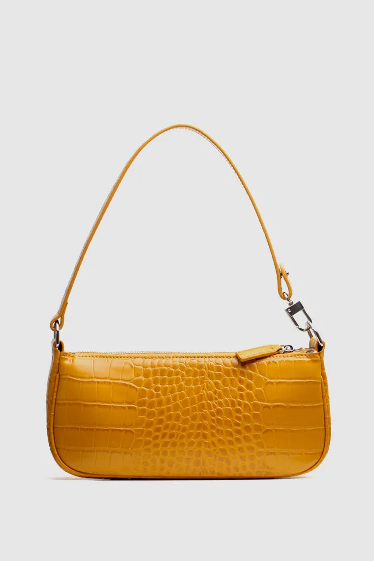 Women's Croc Effect Shoulder Bag 90s Baguette Handbag
