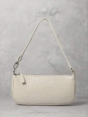 Women's Croc Effect Shoulder Bag 90s Baguette Handbag