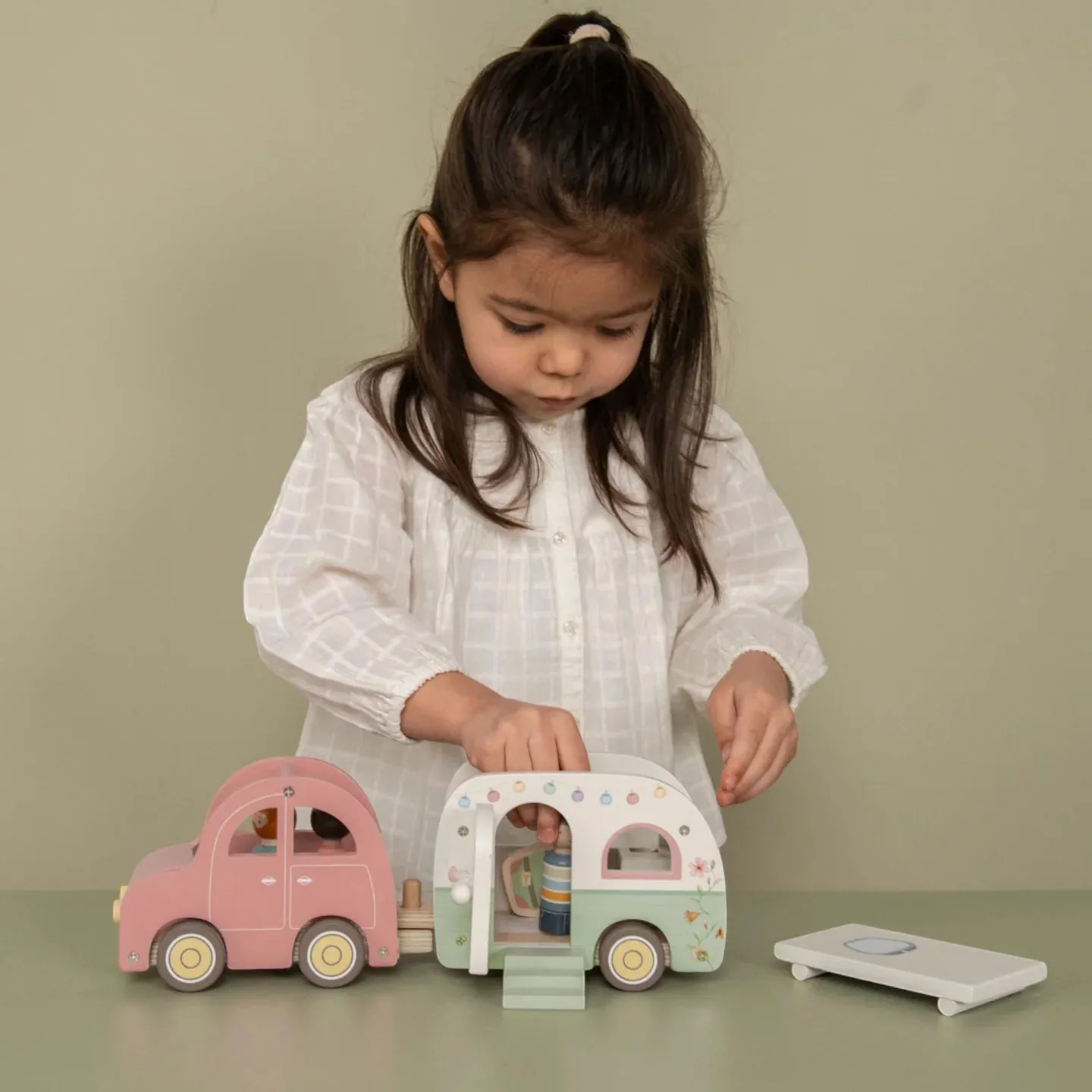 Wooden Toy Car with Caravan - Little Dutch