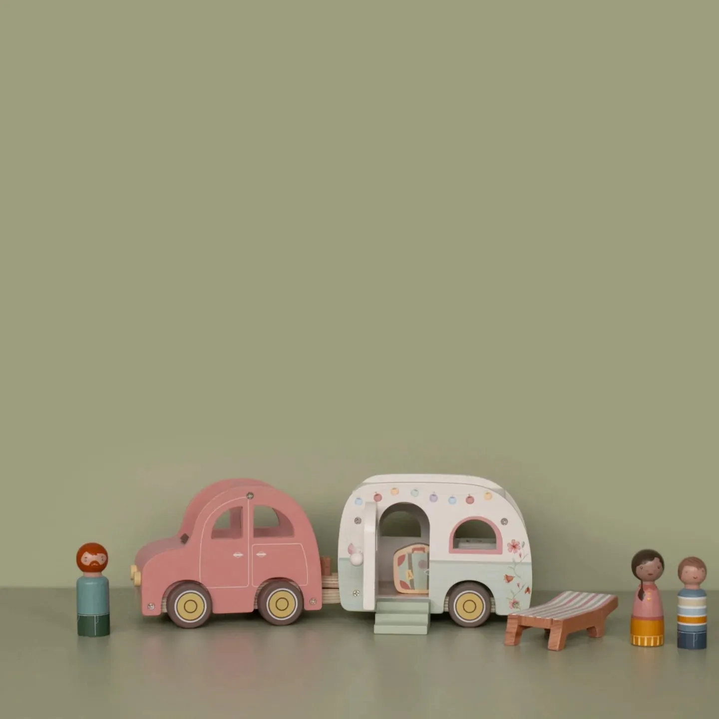 Wooden Toy Car with Caravan - Little Dutch