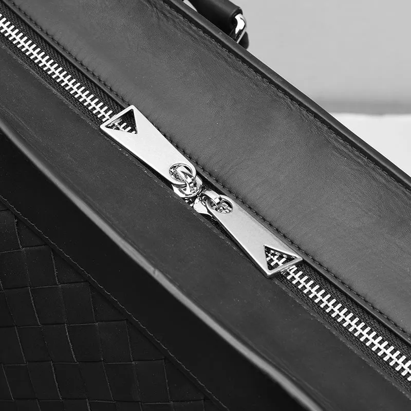 Woven Leather Duffel Bag