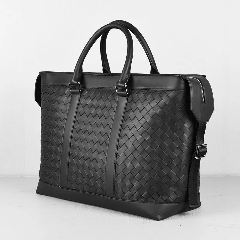 Woven Leather Duffel Bag