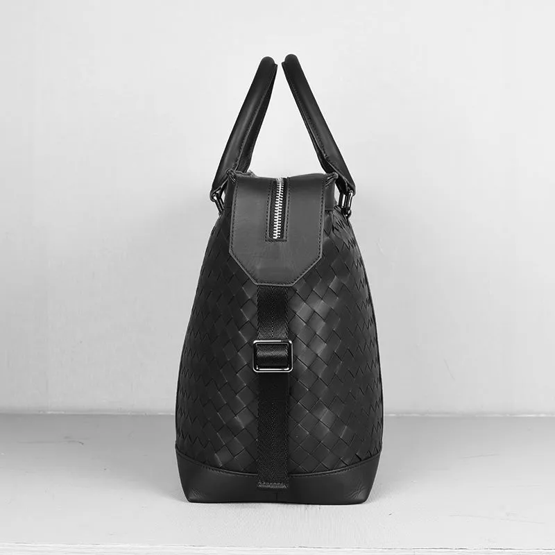 Woven Leather Duffel Bag