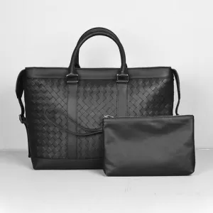 Woven Leather Duffel Bag