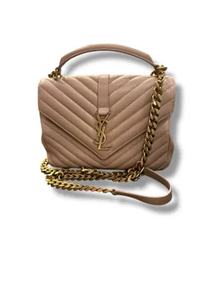 Yves Saint Laurent College matalesse quilted bag tan