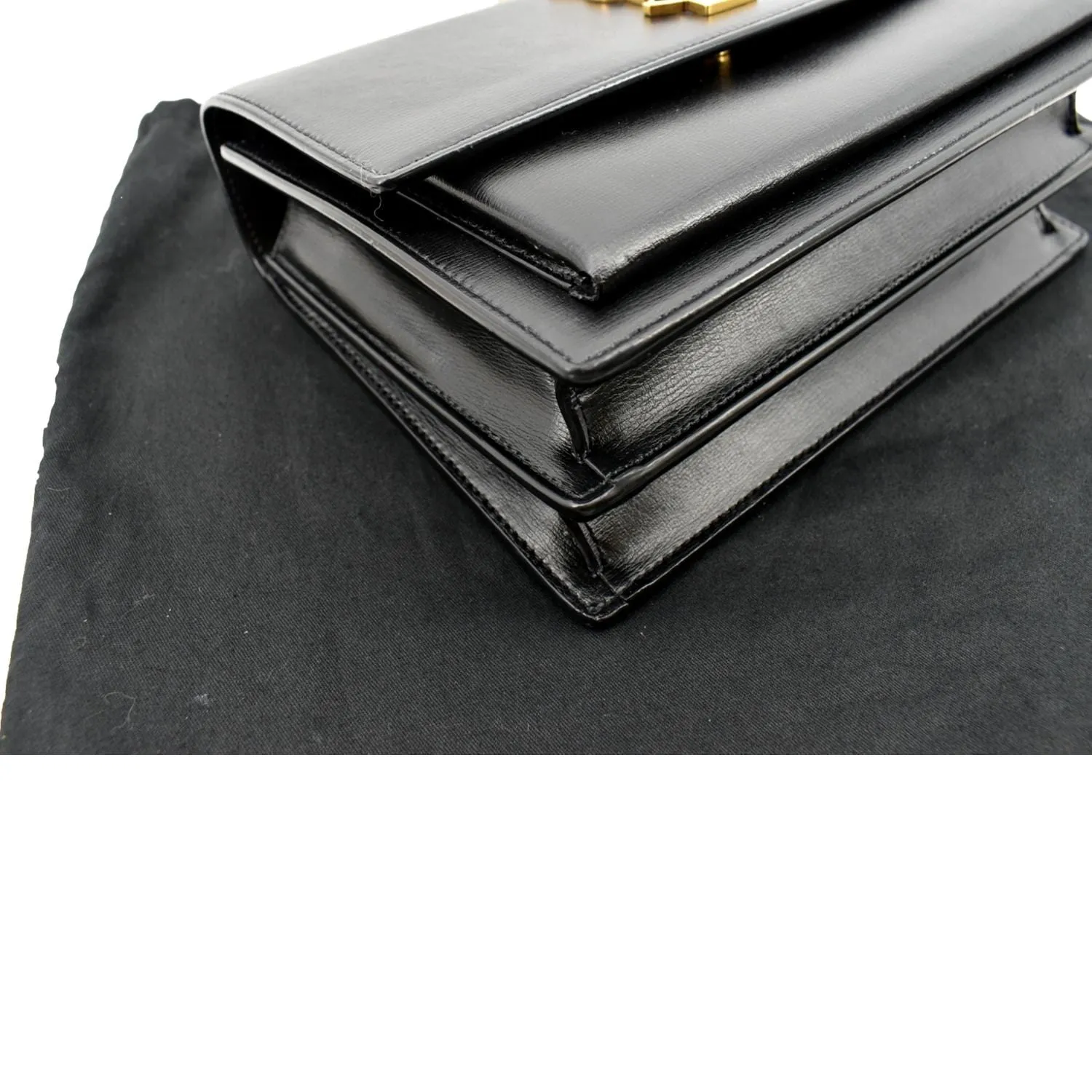 YVES SAINT LAURENT Monogram Sunset Medium Leather Shoulder Bag Black