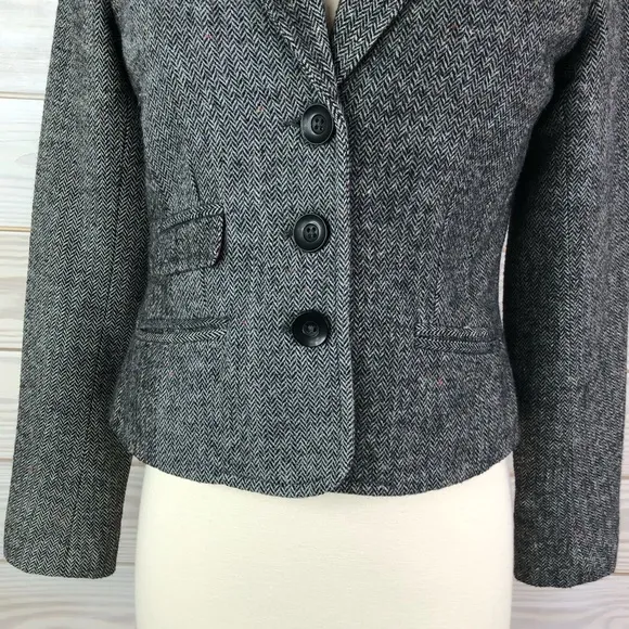 Zara Blazer Herringbone Jacket Career Gray Size XS