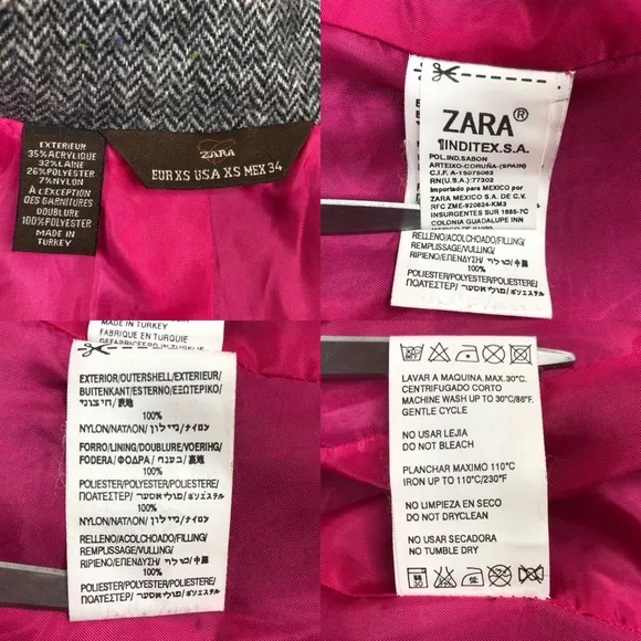 Zara Blazer Herringbone Jacket Career Gray Size XS