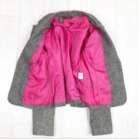 Zara Blazer Herringbone Jacket Career Gray Size XS