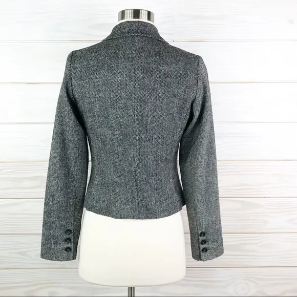 Zara Blazer Herringbone Jacket Career Gray Size XS
