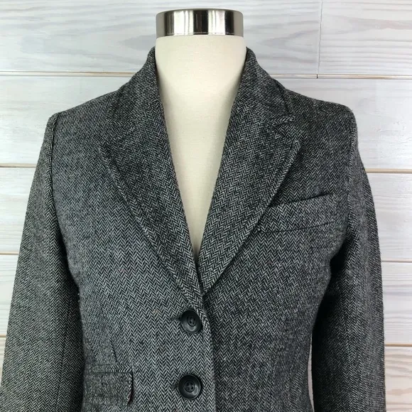 Zara Blazer Herringbone Jacket Career Gray Size XS