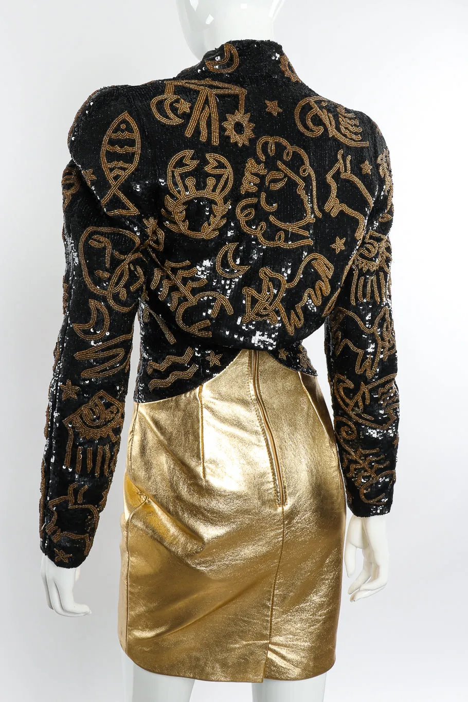 Zodiac Sequin Leather Dress & Jacket Set